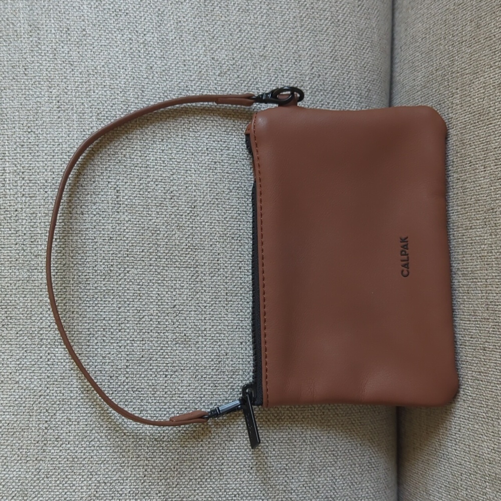 CALPAK Brown Vegan Leather Wristlet
